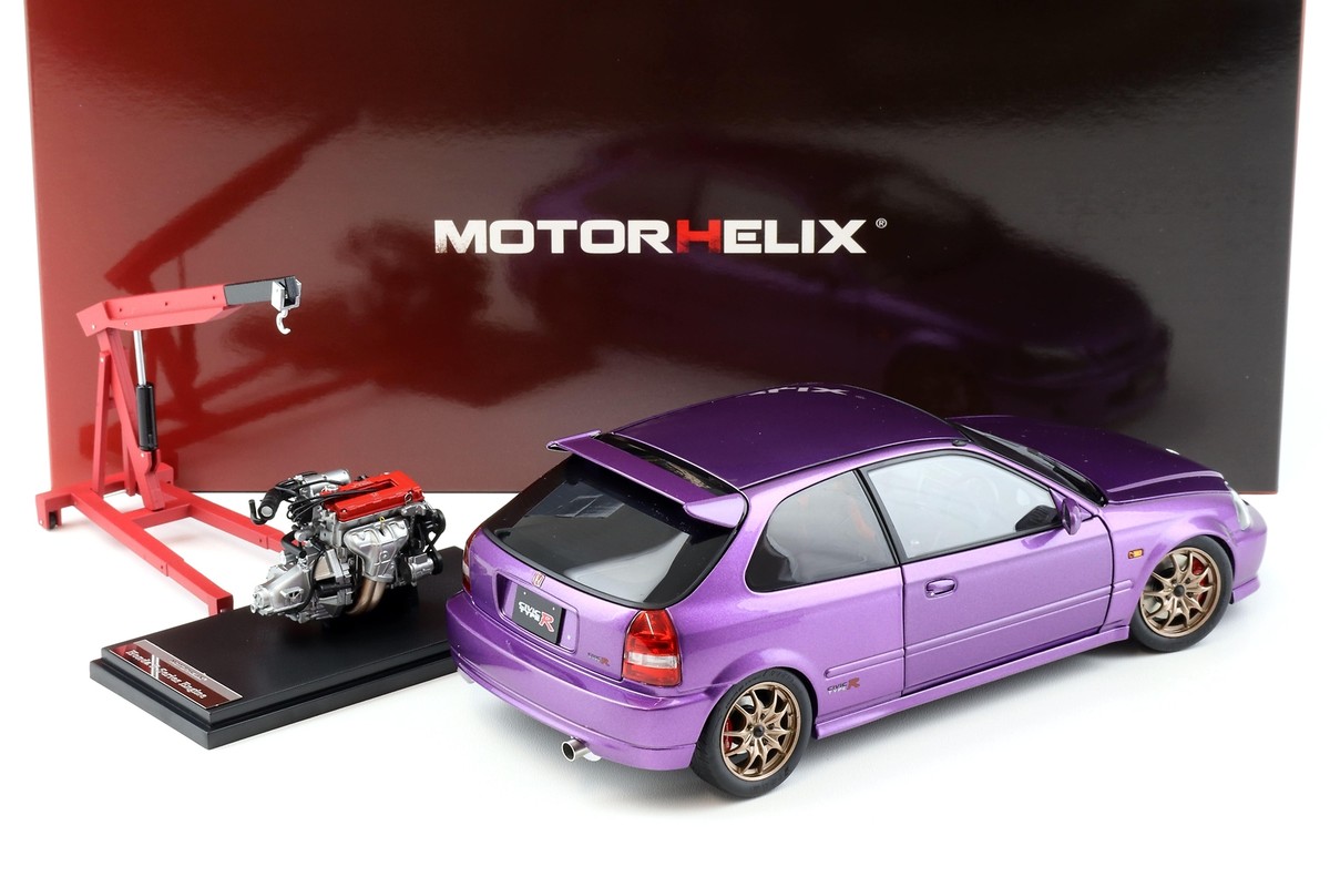 ミニカー Motorhelix 1/18 Honda civic type R (ek9) MOTORHELIX Honda Civic Type-R EK9-120 BLACK Fully Openable 1