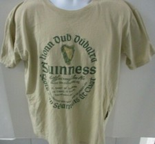 Guinness Beer T-Shirt, Written in Gaelic, Tan, S/S, Extra Large, Excellent 
