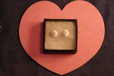 Schöne Silber Ohrringe mit Muschelboden 2,7 gr. 1,3 cm breit in Geschenkbox
