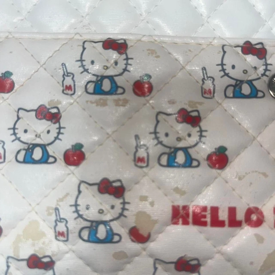 Bolsa cosmética multiusos Hello Kitty Sanrio 2003 vintage blanca y azul con Foto 4 de 4