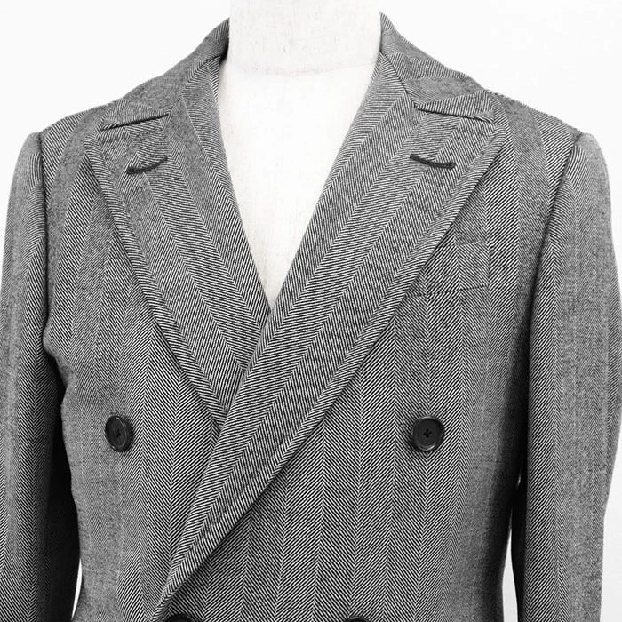 Abrigo CARUSO Loro Piana Zelander 100% Lana Merino Espiga Para Hombres 46 Gris Italia Foto 2 de 4