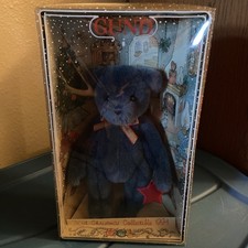 GUND Bear Christmas Collectible 1994, NIB, Gray Blue Teddy Bear