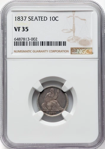 1837 Liberty Seated Dime 10C NGC VF35 Small Date No Stars F 103a FREE SHIPPING