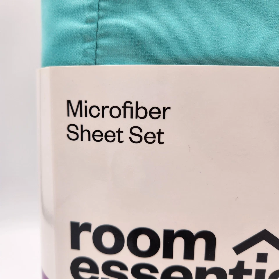 Room Essentials Mircrofiber 3 Piece Sheet Set Twin/XL Twin Aqua Top Bottom Case - Image 4 of 4