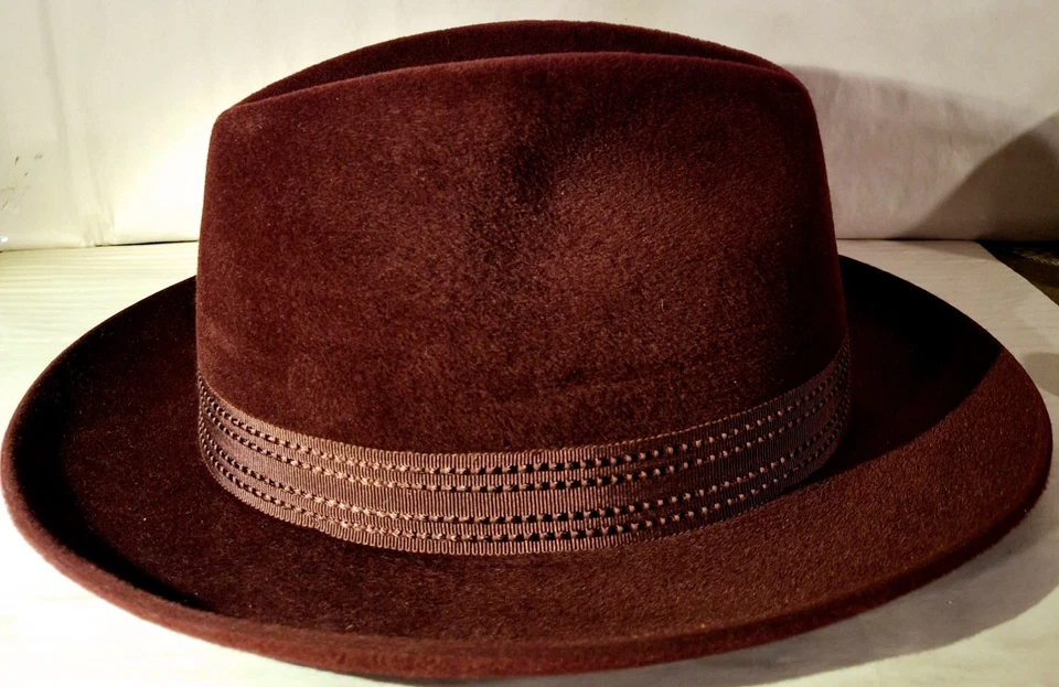 SELENTINO King Maroon Fur Felt Fedora Dress Hat Gray Mens Size 59 US Size 7/38 - Image 2 of 4