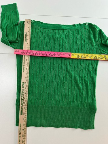 J.Crew Kelly Green 100% Linen Cable Knit Boat Neck Sweater XS NWT Lightweight - Picture 4 of 9