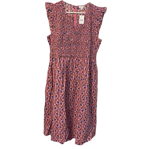 Neu mit Etikett J. Crew XXL gesmoktes Midikleid mit Flatterärmeln Taschen mauve pink - Bild 1 von 5