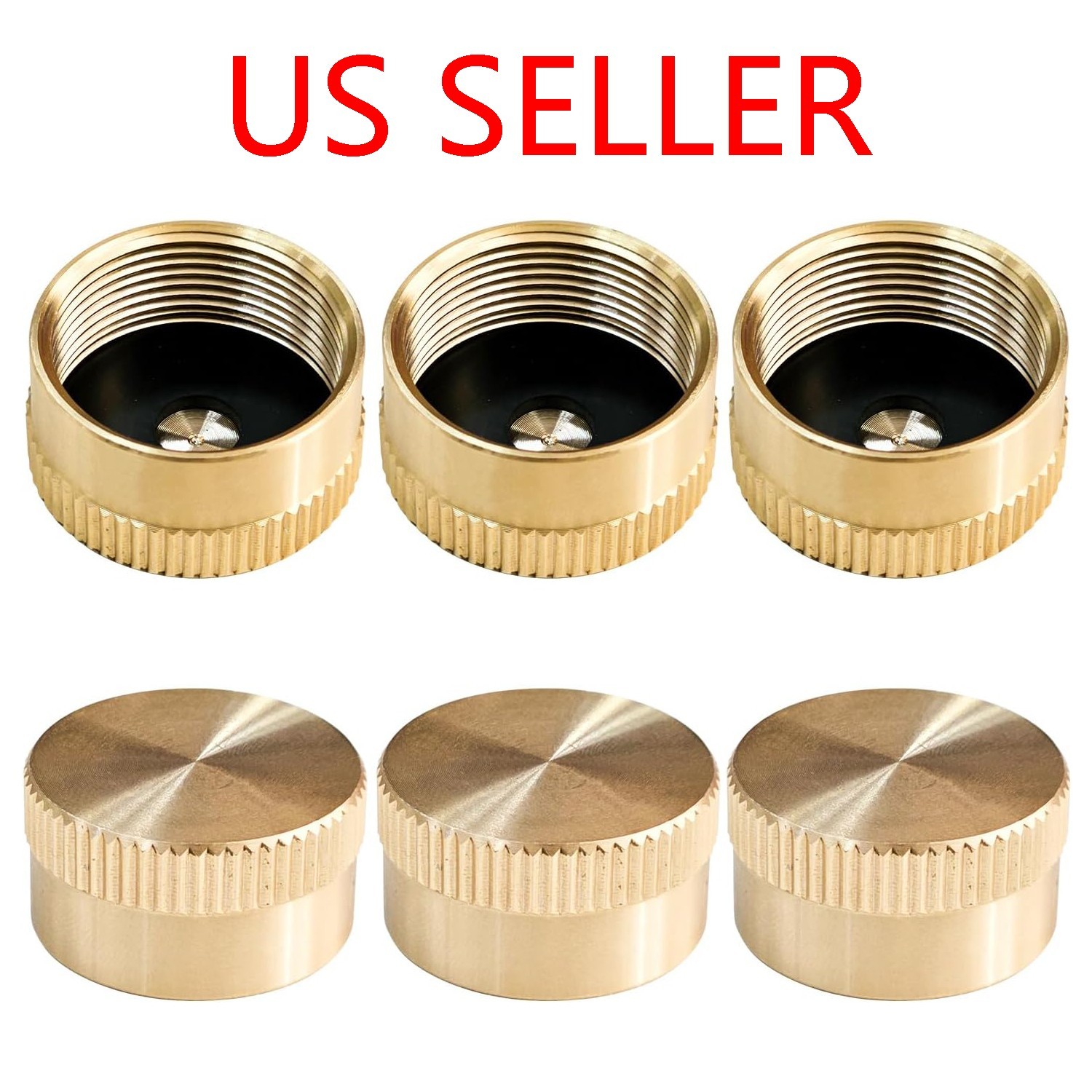 6PCS Solid Brass Propane Bottle Caps For Refill 1 LB Gas Tank Cylinder Seal NEW