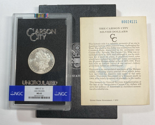 1880-CC GSA Morgan Silver Dollar NGC MS62 with Box & Coa