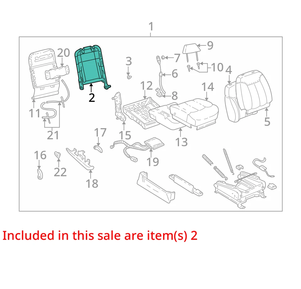 1995-2000 CHEVROLET GMC C2500 K2500 FRAME ASM P/SEAT BK CUSH 12387283 -  NEW OEM - Image 2 of 3