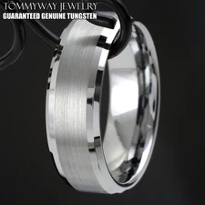Tungsten Carbide Men's Ring Silver 3/4 Brushed Wedding Band Bridal Jewelry