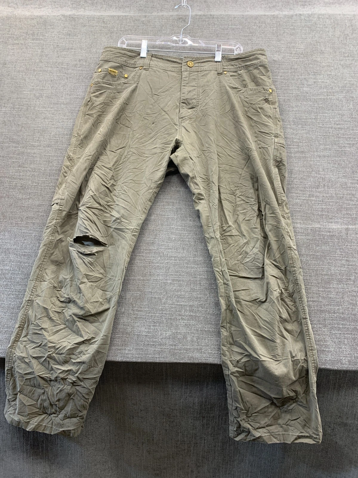 Kuhl Carpenter Straight Pants Mens 38x32 Olive Green Flat Front Outdoor Hiking