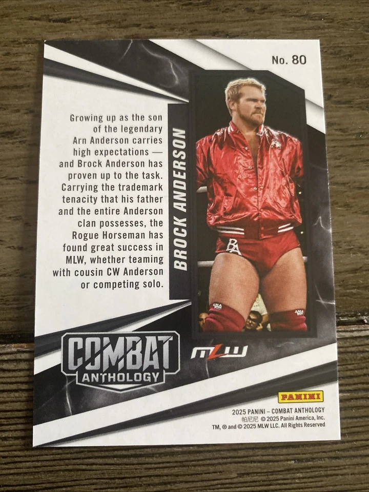 Antología de combate Panini 2025 Brock Anderson #80 rojo/199 lucha libre Foto 3 de 3
