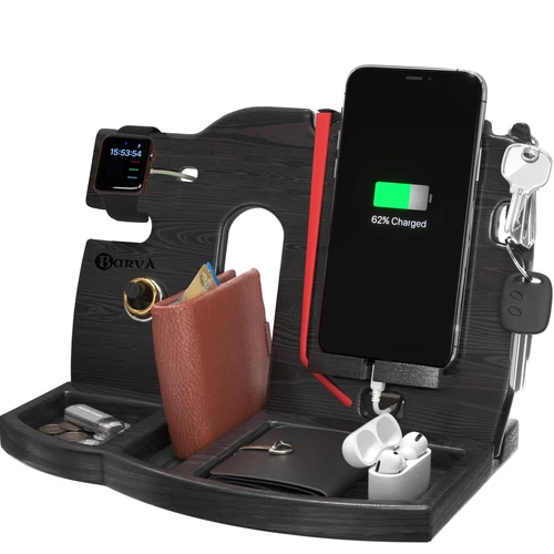 Wood Docking Station | Phone Stand & Desk Organizer | Night Stand Charging St...