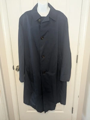 Vintage Aquascutum of London "Aintree" Aqua 5 Mac Coat - Navy Blue - Men's 46R