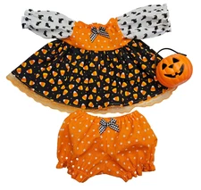 Cabbage Patch Kids Doll Halloween Candy Corn Cat Dress Panties Orange