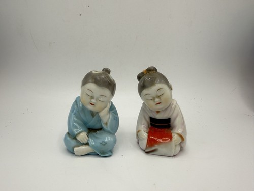 Vintage Toshikane Asian Kids Salt pepper Shakers Japan HTF - Picture 1 of 4