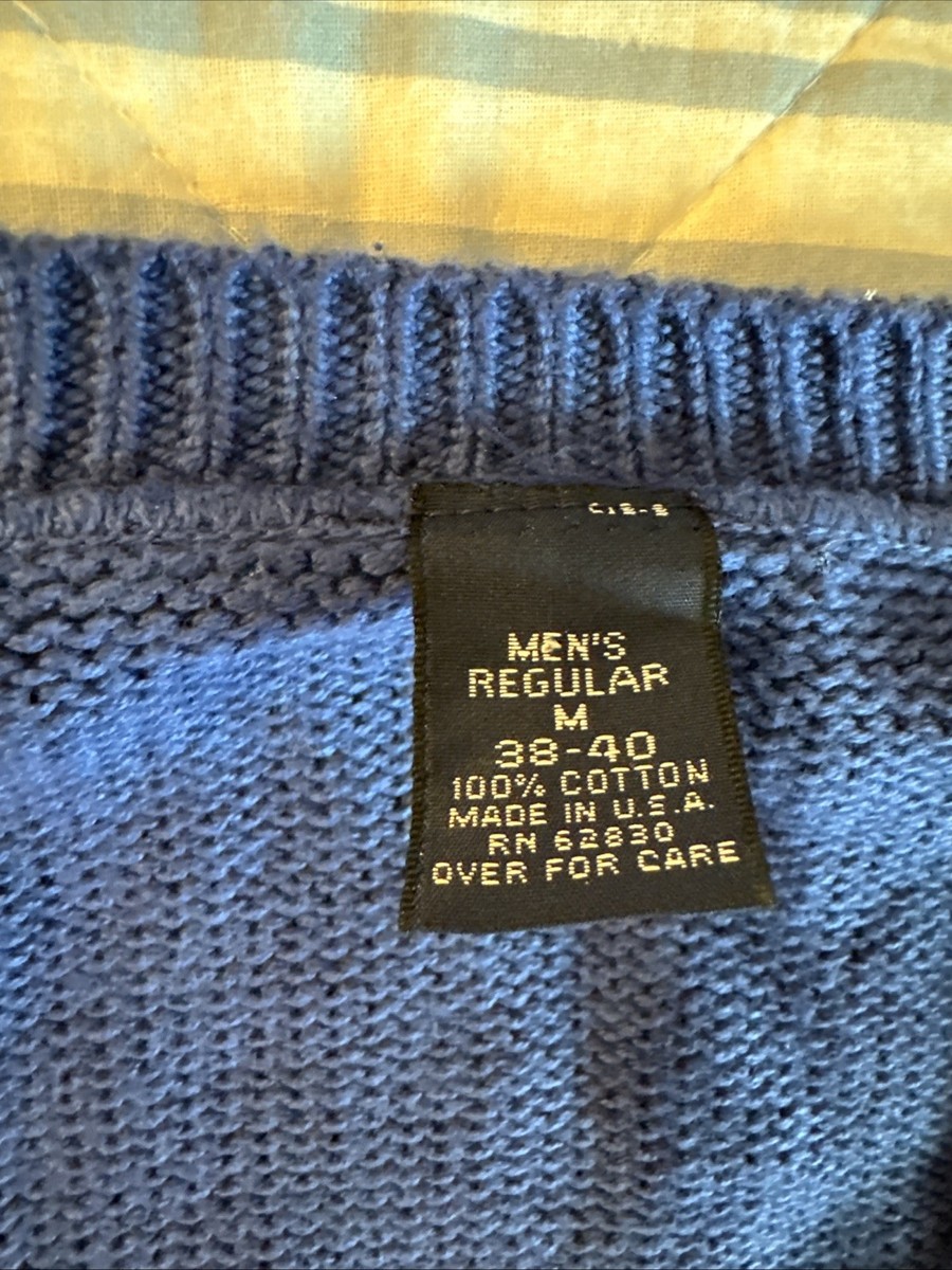 Vintage Lands' End Drifter Sweater Mens Navy Blue V Neck M