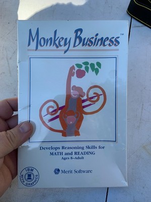 Merit Software - IBM- Monkey Business - Math & Reading Game - New / Sealed