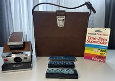 Rare VTG POLAROID SX-70 LAND CAMERA INSTANT BROWN/SILVER Case Accessories