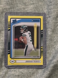 Jordan Travis Rated Rookie Yellow Press Proof # 349 (RC) 2024 Donruss Jets