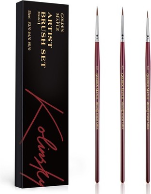 Golden Maple Kolinsky Sable Brushes - Professional Artist Small Fine Detail