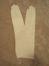 Vintage New NOS Dead Stock Unworn White Kid Leather Gloves--- 14" Elbow Length--