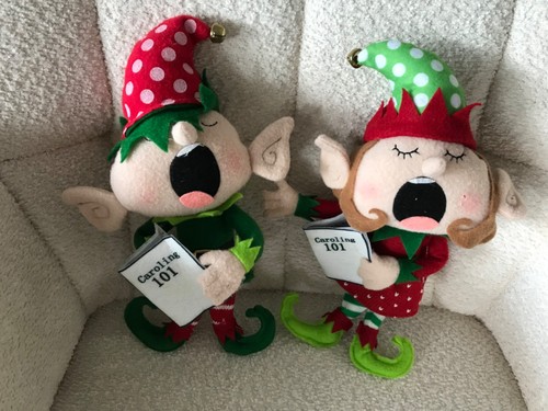 Christmas RAZ Caroling 101 Elf Ornie 908 Elfen Set Festlich 11 1/2" Set 1