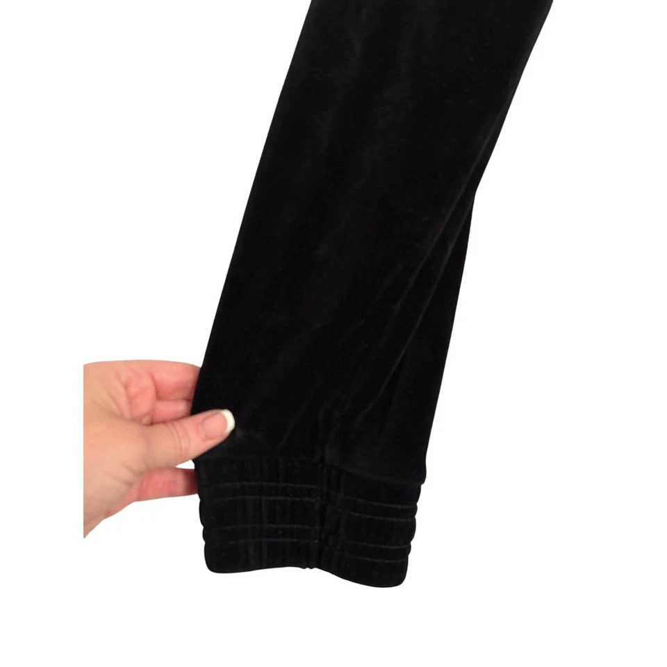 Chaqueta con Capucha Chico's Zenergy Para Mujer L Terciopelo Negro Floral Cremallera Frontal Exterior Foto 4 de 4