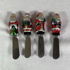 Set Of 4 Boston Warehouse Stainless Steel Santa Clause Xmas Cheese Butter Knife