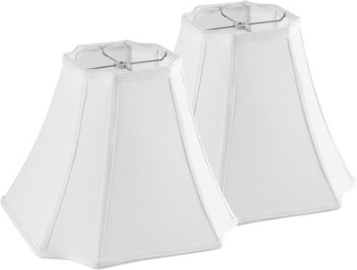 Pure White Linen Square Cut Corner Bell Lamp Shade Set of 2 Medium Lampshade 6.2
