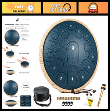13" Steel Tongue Drum 15 Notes Hand Pan with Music Book, Mallets & Carry Bag - D