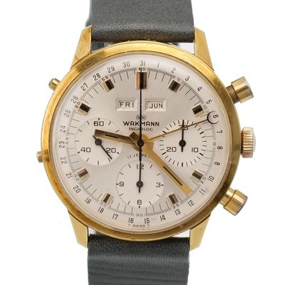 Vintage Men's Wakmann Triple Date Chronograph Calendar Valjoux 730 Serviced
