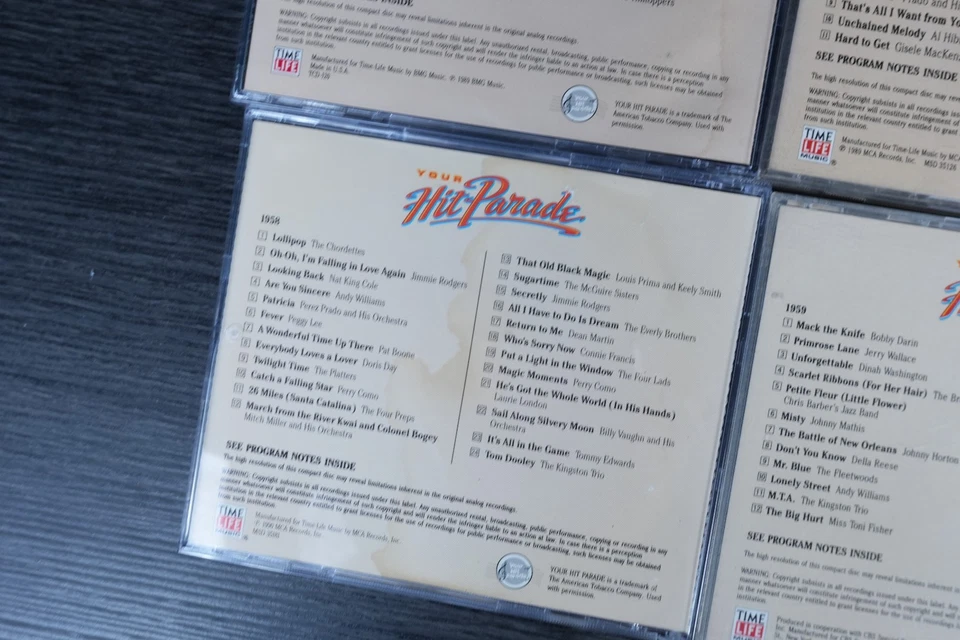 6 Time Life Your Hit Parade Music CD Lot 1950, 1952, 1953, 1955, 1958, 1959 - Image 4 of 4