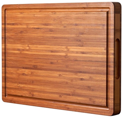 Bamboo Wood Cutting Board for Kitchen, 1" Thick Butcher Block, Cheese Charcut...