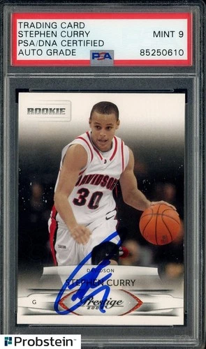 Stephen Curry Signed 2009 Panini Prestige #230 RC Rookie PSA/DNA 9 AUTO