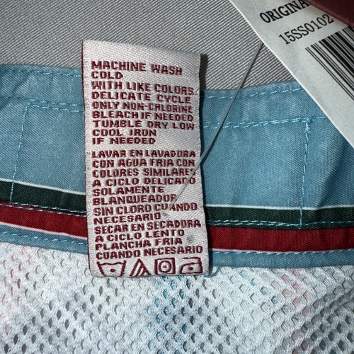 Pantalones Cortos de Natación Originales Penguin Para Hombre Grandes Azul Lechoso Verde Oscuro y Granate Rayas - Imagen 8 de 11