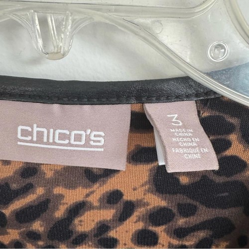 Chicos Size 3 (large) Open Front Animal Print Cardigan Jacket With Pockets - Picture 6 of 7