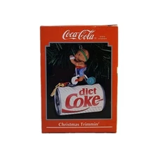 Diet Coke Christmas Trimmin' Coca-Cola Working Out Bear Ornament Enesco NIB c200