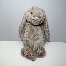 Jellycat Bashful Posy Blossom Bunny Beige Floral Ears Feet Medium Retired 12”