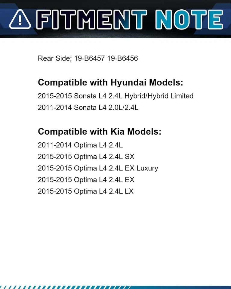 2x Brake Caliper Compatible with 2011-2015 Hyundai Sonata - Image 2 of 3