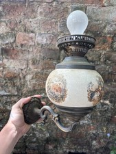 Vintage Duplex crackle glaze ceramic and brass wall-mounted electric Sconce