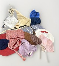 Bonnet Hats Baby Doll Fancy, Cloth, Crocheted, Lace Lot Of 12 Pieces Estate B2C