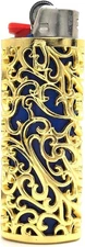 Thick Lighter Case Cover Holder Sleeve Pouches Metal Hollow Yellow Golden 