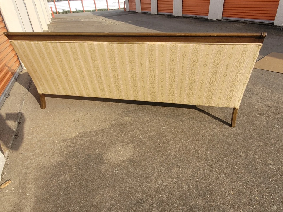 Sofá sofá Sheraton inglés antiguo vintage de nogal americano caoba y arce 80" Foto 2 de 4