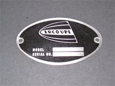 Vintage Ercoupe DEA Required "Aircraft Identification Data Plate" Stainless