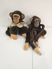 Vintage Hosung Safari Pair Chimp Hand Puppet Full Body Monkey Plush Squeak Rare