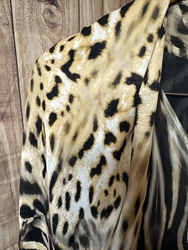 Neu mit Etikett Chicos Black Label Chiffon drapiert Schal Kleid Leopard Zebramuster Größe Large - Bild 5 von 8