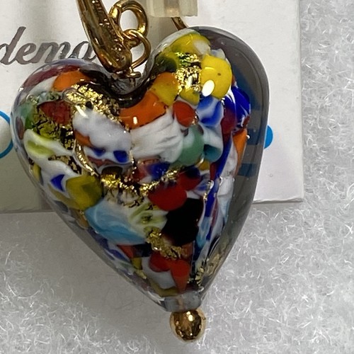 Murano Glas Herz Bronze Gold Folie Ohrhänger NEU - Bild 7 von 9