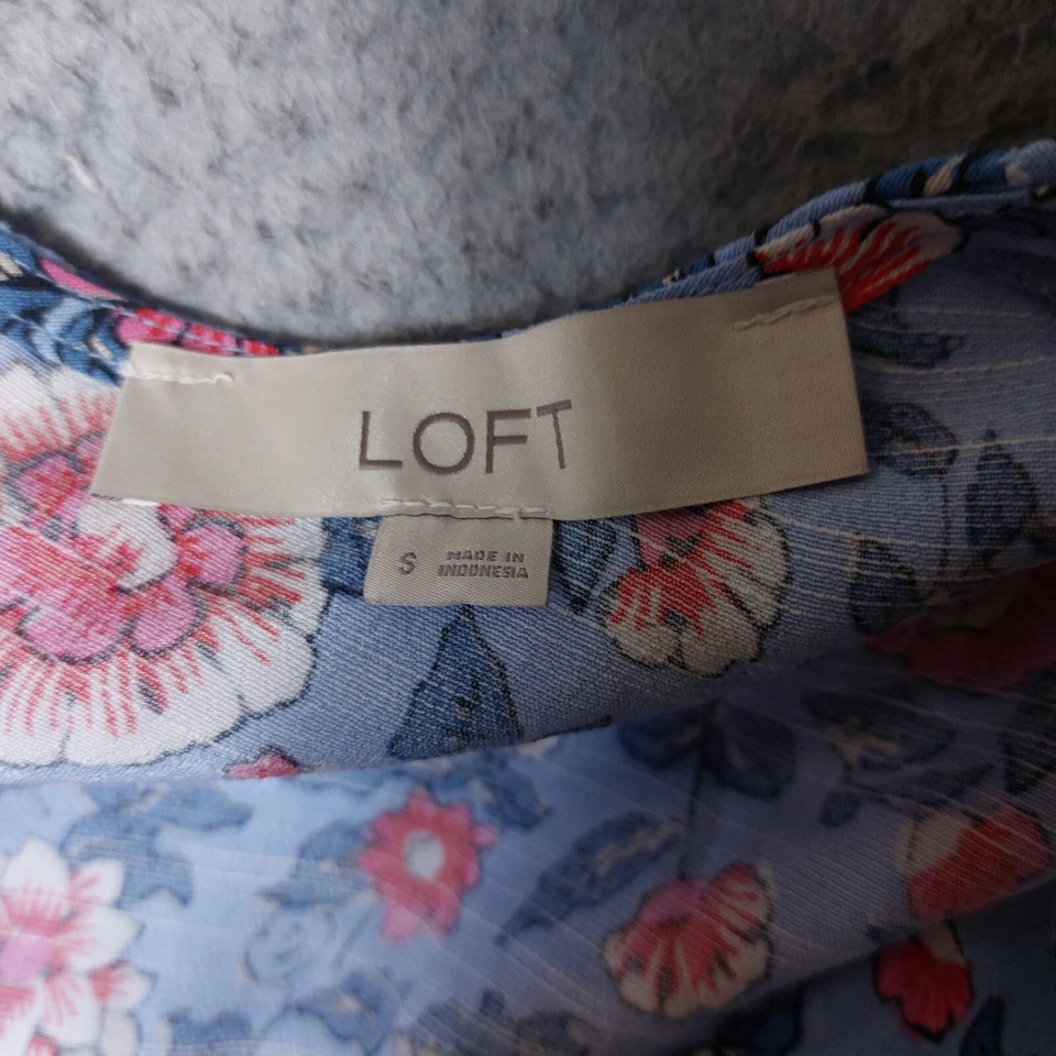 Loft A-Line Dress Women Small Blue Floral Long Sleeve Cottage Core Prairie Daisy - Image 2 of 4